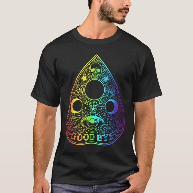 Ouija Board Planchette Gothic Paranormal Halloween T Shirt (Framsida)