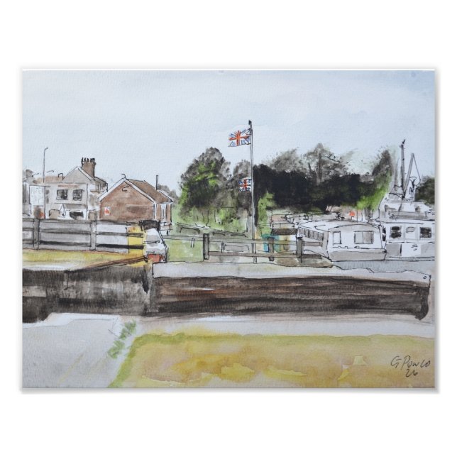 Oulton Broad sluss Fototryck (Framsidan)