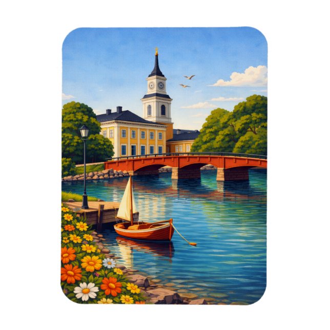 Oulu Finland Fridge Magnet Vintage Travel Art (Vertikal)