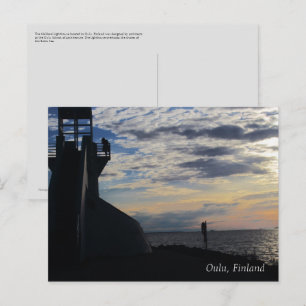 Oulu Finland: Nallikari Beach Lighthouse Postcard Vykort