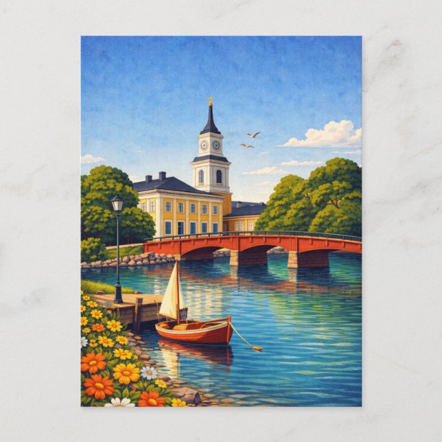 Oulu Finland Vintage Resa Skandinavisk Vykort (Framsida)