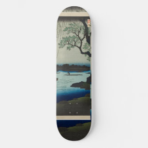 Oumaygashi - Vintage Japanska Edo River Scene Mini Skateboard Bräda 18,5 Cm