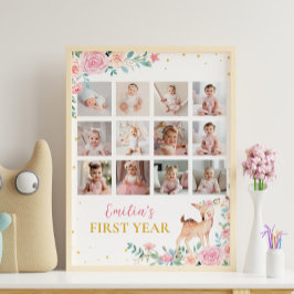 Ounderbar Blommigt av Hjort första året - fotopomm Poster