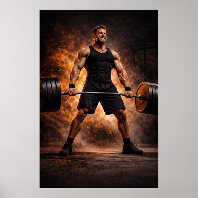 Oupphörlig Styrka – Tung Deadlift Kraftaffisch Poster (Framsidan)