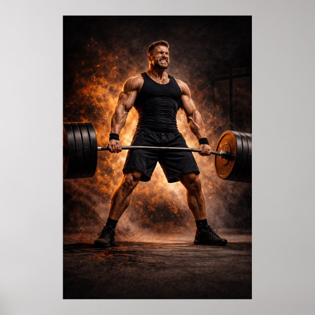 Oupphörlig Styrka – Tung Deadlift Kraftaffisch Poster (Framsidan)