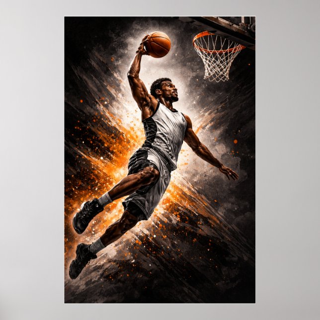 Oupphörlig Uppgång – Basket Kraftig Dunk Poster (Framsidan)