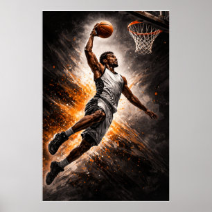 Oupphörlig Uppgång – Basket Kraftig Dunk Poster
