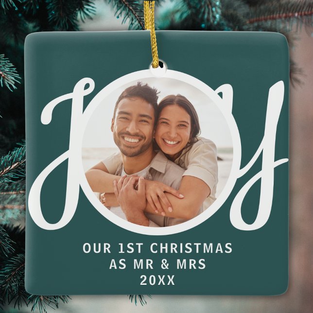Our 1st Christmas As Mr & Mrs Photo Green Keepsake Julgransprydnad Keramik (Skapare uppladdad)