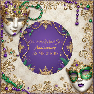 Our 25th Mardi Gras Anniversary Mr and Mrs Festive Runt Klistermärke