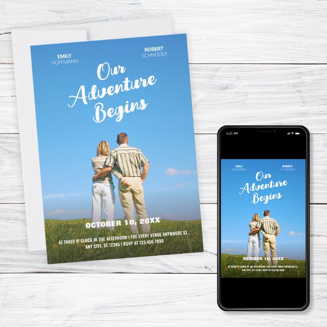 Our Adventure Begins wedding photo movie theme  Inbjudningar (Skapare uppladdad)