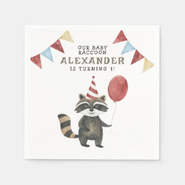 Our Baby Raccoon 1st Birthday  Pappersservett