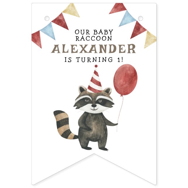 Our Baby Raccoon 1st Birthday  Vimplar (Första flaggan)