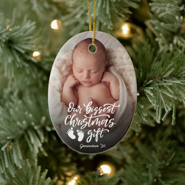 Our Biggest Christmas Gift |  Baby Photo Julgransprydnad Keramik (Träd)