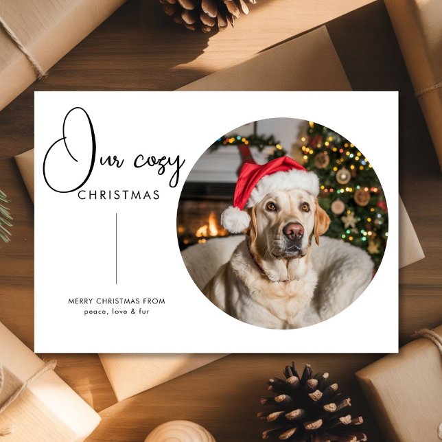 Our Cozy Christmas Family & Dog Holiday Card Julkort (Skapare uppladdad)