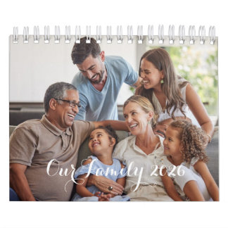 Our Family 2026 Elegant Script Photo Design Kalender