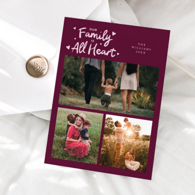 Our Family Is All Heart Cranberry Valentines Photo Julkort (Skapare uppladdad)