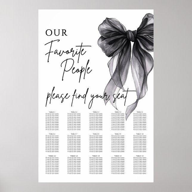 Our Favorite People Bow Wedding Seating Chart Poster (Framsidan)