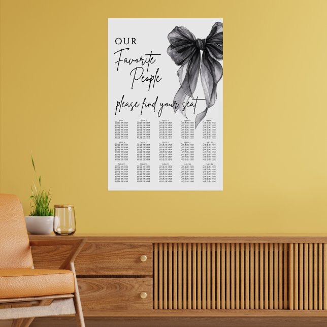 Our Favorite People Bow Wedding Seating Chart Poster (Vardagsrum 2)