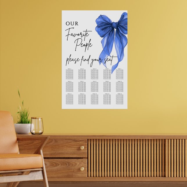 Our Favorite People Bow Wedding Seating Chart Poster (Vardagsrum 2)