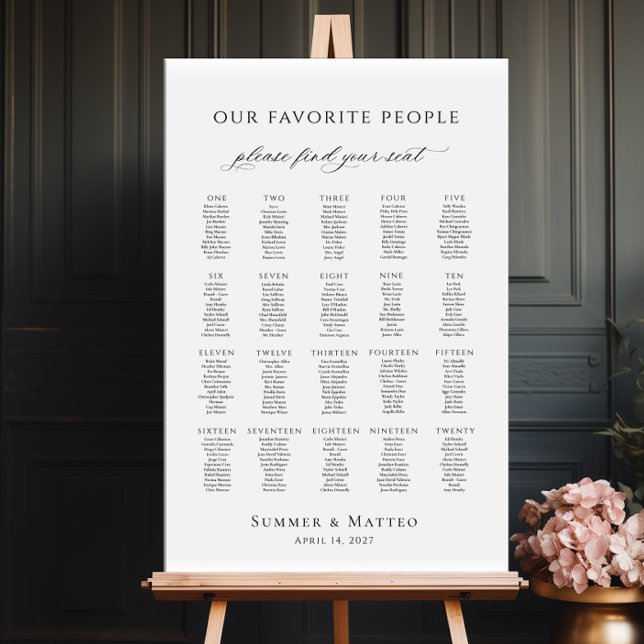 Our favorite people up to 20 tables seating plan poster (Skapare uppladdad)