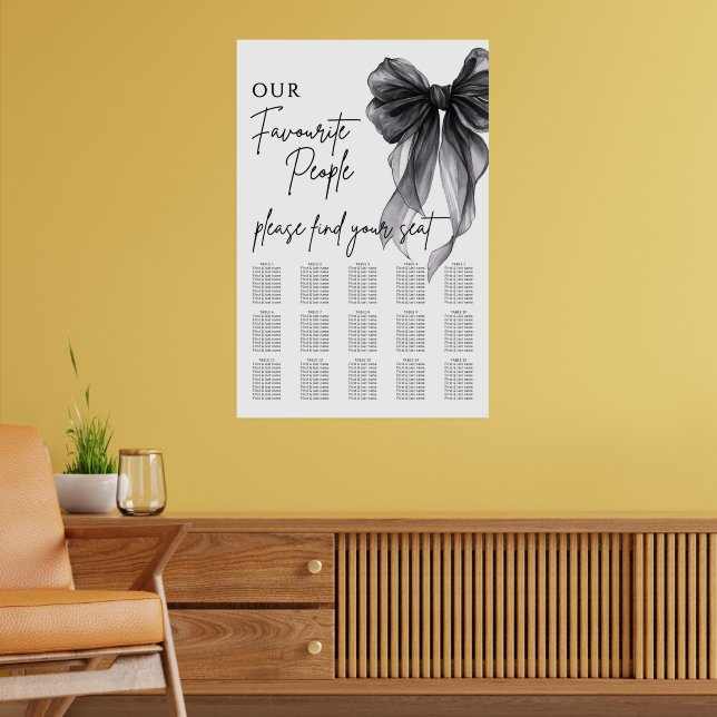 Our Favourite People Bow Wedding Seating Chart Poster (Vardagsrum 2)