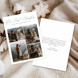 Our First Christmas 4 Photo Script Newlyweds Julkort