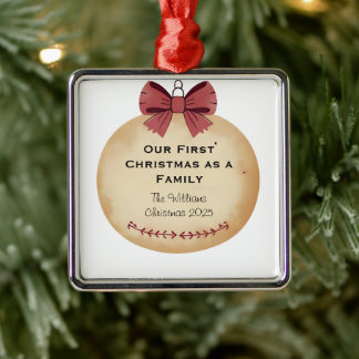 Our First Christmas as a Family 2025  Watercolor Julgransprydnad Metall