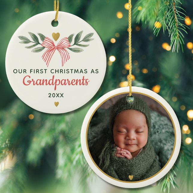Our First Christmas As Grandparents Grandkid Photo Julgransprydnad Keramik (Skapare uppladdad)