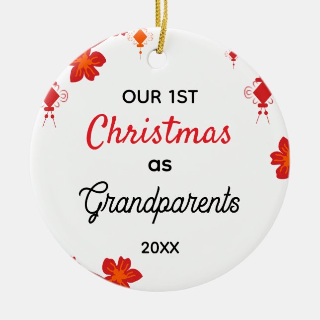 Our First Christmas as Grandparents Julgransprydnad Keramik (Framsidan)