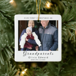 Our First Christmas as Grandparents Photo Design Julgransprydnad Keramik