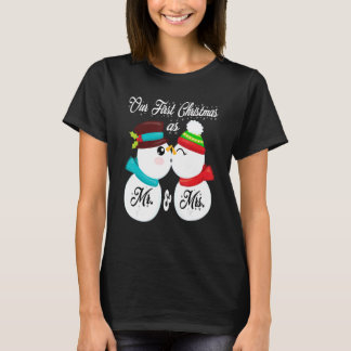 Our First Christmas as Mr and Mrs 2022 Snowman Pjs T Shirt