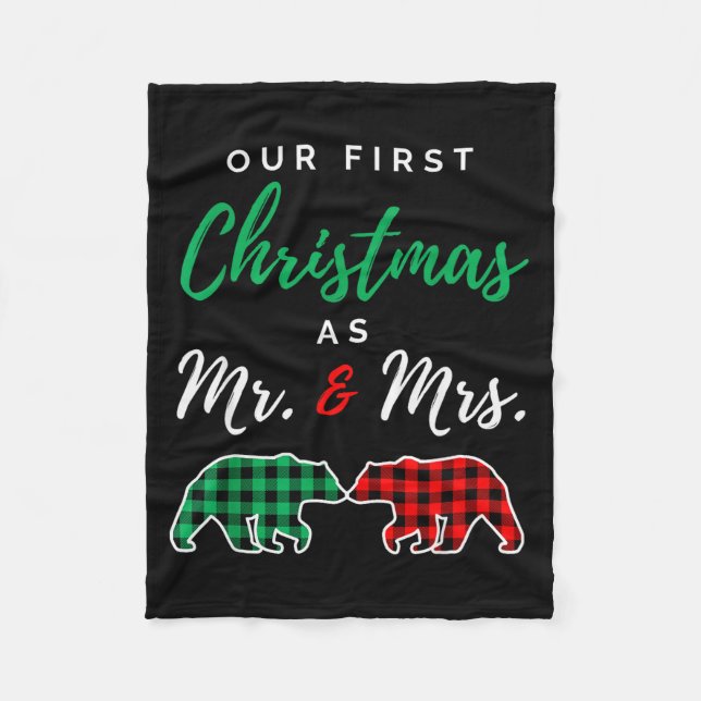 Our First Christmas As Mr. And Mrs. Buffalo Plaid  Fleecefilt (Framsidan)