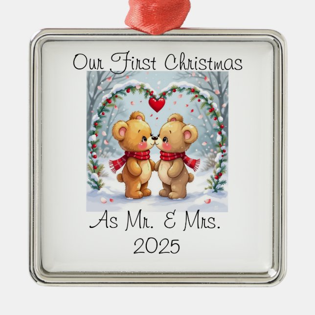 Our First Christmas as Mr. & Mrs. – 2025 Julgransprydnad Metall (Framsidan)