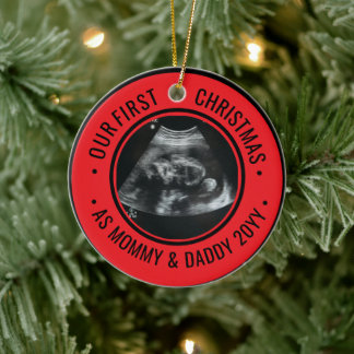 Our First Christmas as Parents Ultrasound Julgransprydnad Keramik
