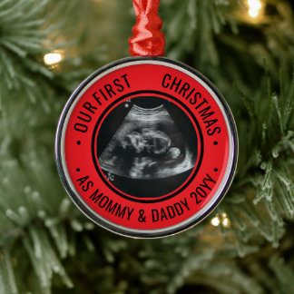 Our First Christmas as Parents Ultrasound Julgransprydnad Metall