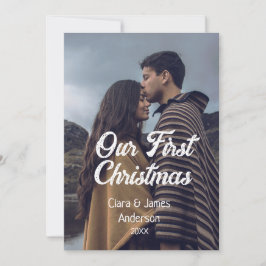 Our first Christmas couple photo name white gray Inbjudningar