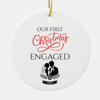 Our First Christmas Engaged 2025 Julgransprydnad Keramik