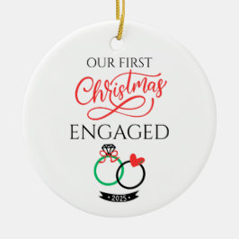 Our First Christmas Engaged 2025 Julgransprydnad Keramik