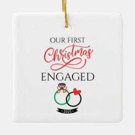 Our First Christmas Engaged 2025 Julgransprydnad Keramik