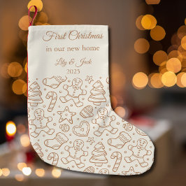 Our First Christmas In Our New Home Cute Print Liten Julstrumpa