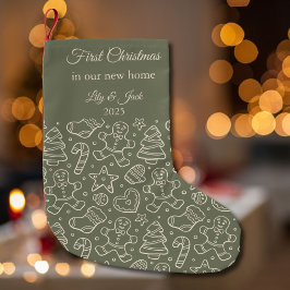 Our First Christmas In Our New Home Cute Print Liten Julstrumpa