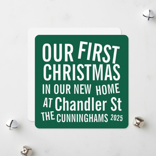 Our First Christmas in our New Home Modern Bold Julkort (Fram/Back In Situ)