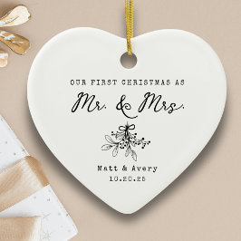 Our First Christmas Married Mr & Mrs Custom Name Julgransprydnad Keramik