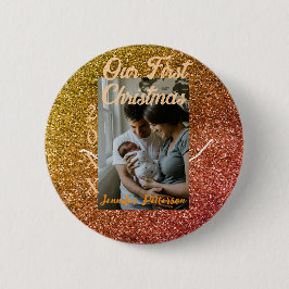 Our first Christmas orange red glitter photo year Knapp