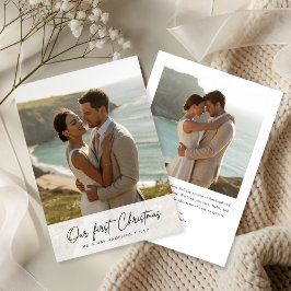 Our First Christmas Script Coastal Photo Julkort