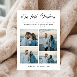 Our First Christmas Script Coastal Photo Newlywed Julkort