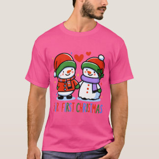 our first christmas snowman design t shirt