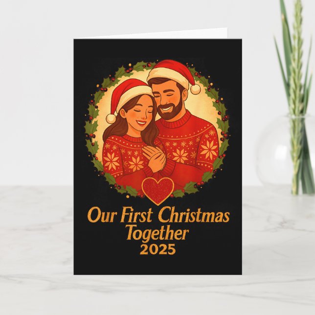 Our First Christmas Together 2025 Matching Couple  Kort (Framsida)
