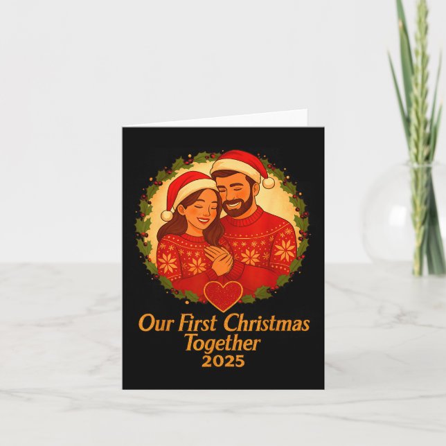 Our First Christmas Together 2025 Matching Couple  Kort (Framsida)