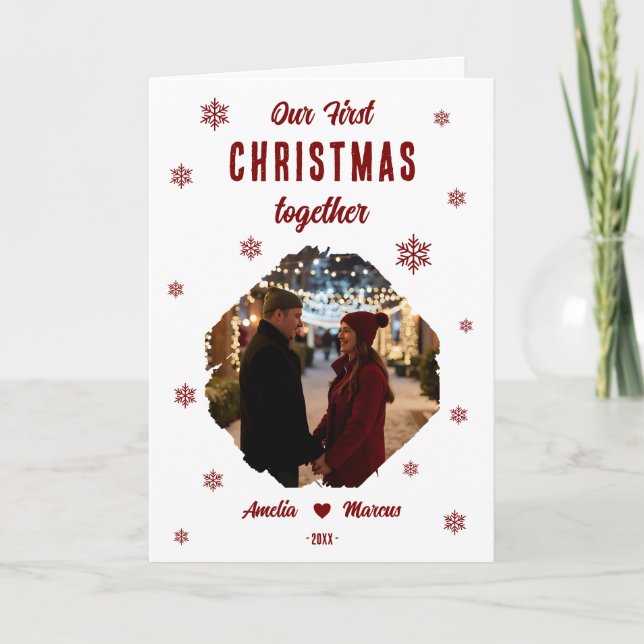 Our First Christmas Together Couple Photo  Helgkort (Framsida)